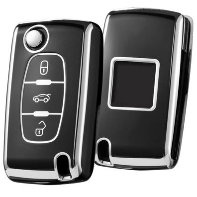 Oatsbasf Autoschlüssel Hülle für Peugeot & Citroen (3 Tasten, Silber