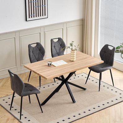 4er-Set Esszimmerstühle im skandinavischen Stil, gepolstert, grau, mit