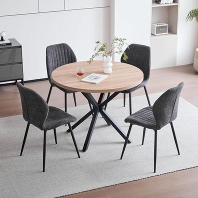 4er Set Esszimmerstühle, Moderne Polsterstühle mit Metallbeinen, Stoffkissen