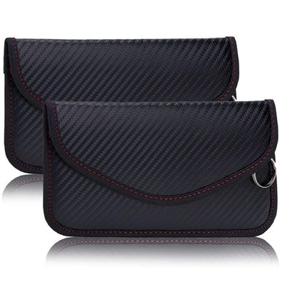 SCDZY Keyless Go Schutz: 2x Kohlefaser Leder RFID Blocker Faraday Tasche für