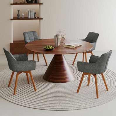 Wafting 4er Set Drehstühle Esszimmerstuhl mit Armlehnen und Holzbeinen