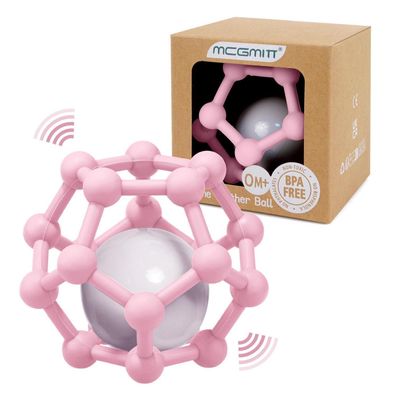 Mcgmitt Baby Rassel Ball Sensorik Spielzeug aus BPA-freiem Silikon zum Greifen
