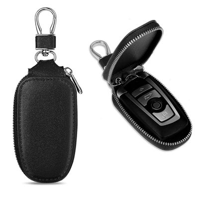 Andibro PU Leder Autoschlüssel Tasche mit Metallhaken und Reißverschluss