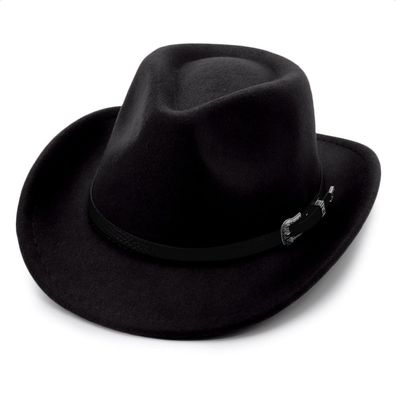 Dreshow Kinder Cowboyhut mit Schnalle und Gürtel, Retro Fedora Panama Hut für