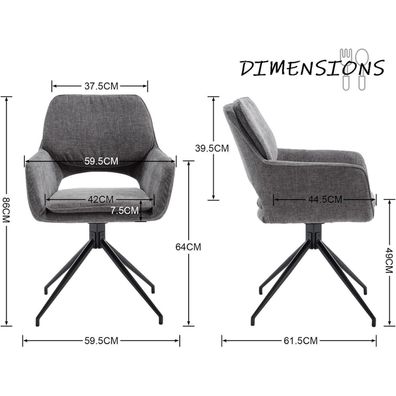 chairus Esszimmerstühle 2er Set Chenille Drehstuhl Sessel Büro Moderne