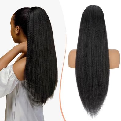TESS Pferdeschwanz Haarteil mit Kordelzug 60cm, Kinky Yaki Lockige Synthetische