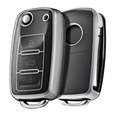 Oatsbasf Autoschlüssel Hülle für VW Golf, Polo, Passat, Skoda, Seat (3-Tasten