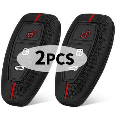 2 Stück Silikon Autoschlüssel Hülle für Ford 3-Tasten Keyless Go Schlüssel
