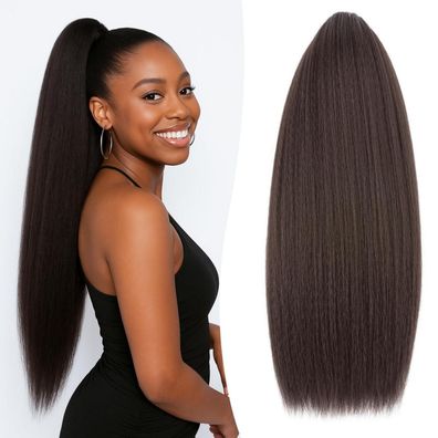 S-noilite Kordelzug Pferdeschwanz Kinky Yaki Gerade Haarverlängerung 60cm