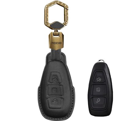 PEICHI Autoschlüssel Hülle Leder für Fiesta Focus C-Max Galaxy B-Max Kuga