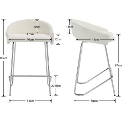 Ya-Home Barhocker 2er Set, moderner Thekenhocker aus Chenille mit Metallgestell