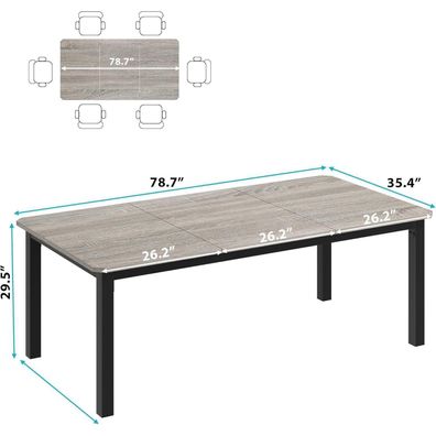 GarveeMore Esstisch 200x90x75cm Rechteckig, Küchentisch aus Holz mit