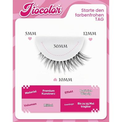 Jiocolor Falsche Wimpern ZT24, 7 Paar, Natürliche Katzenaugen-Wimpern