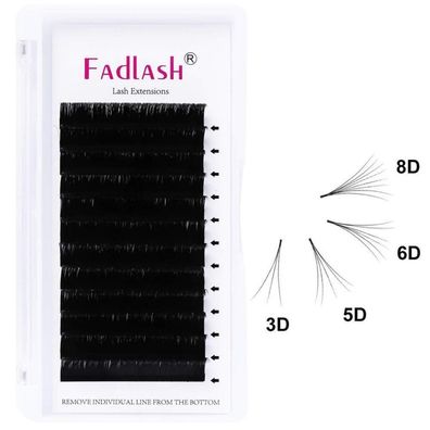 Fadlash Easy Fan Wimpernverlängerung, Selbstfächernd, Volumen, 0.03mm CC, Mix