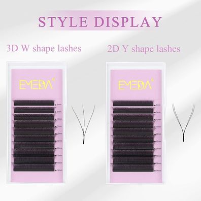 EMEDA 3D W Wimpern Extensions D-Locke 0,07mm Selbstfächernde Wimpern