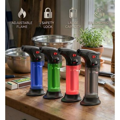 Giftorch 4er-Set Sturmfeuerzeuge Jetflame, nachfüllbar, mit