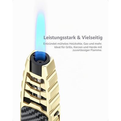 Giftorch Sturmfeuerzeug Jetflamme Nachfüllbar & Lang - Profi Jetflame Feuerzeug