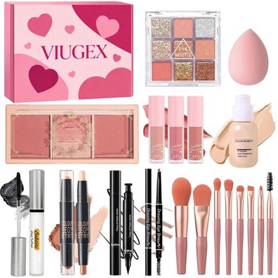 Viugex All In One Make Up Set für Damen - Schmink-Geschenkset mit Lidschatten