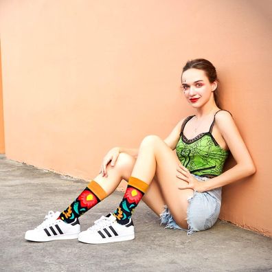 Facefuture Bunte Baumwolle Socken mit Lustigem Muster - Glücklich Sock Crew