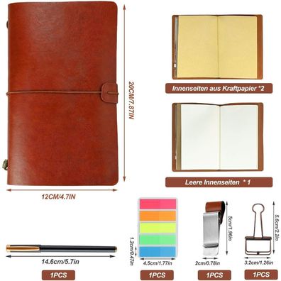 SIMDAO A6 Leder Notizbuch, Vintage Tagebuch Ringbuch mit Stift, Nachfüllbar