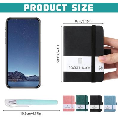 Ningyer 4er Set Mini Notizbücher A7 (11x8cm) mit Stiften für Büro, Reisen