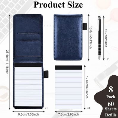 Marte Vanci Mini Notizbuch Set A7 PU Leder Halter mit Nachfüllblöcken und Stift