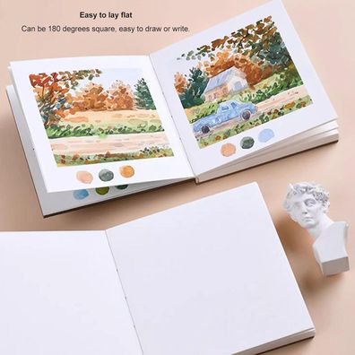 Senecesli Aquarell Skizzenbuch, 8x8 cm, 300 g/m², 30 Blatt, Weißes Papier