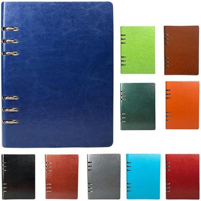 SagaSave A5 Leder Ringbuch Notizbuch, Dunkelblau, nachfüllbar, 17x23cm, 100