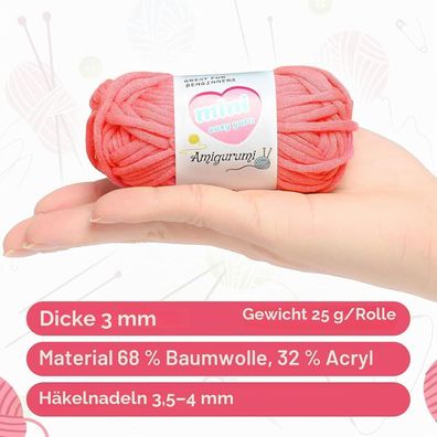 Nissary Häkelgarn Set, 10x25g, Dickes Baumwoll-Mischgarn, Schlauchgarn für