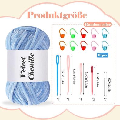 Maxee Samtig Babywolle 500g (5x100g) - Flauschiges Chenille Garn für