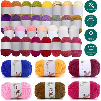 Yayatty 30 Farben Häkelwolle, 15g Multicolor Garnstränge für DIY Handarbeit