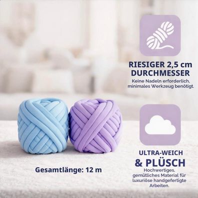 EAAGHK 2 Rollen Armstricken Wolle 500g, Dickes Schlauchgarn für DIY, Häkeln