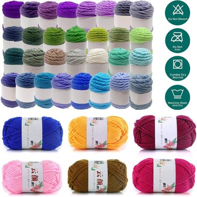 Yayatty 30 Farben Häkelgarn Set (15g/Knäuel) - Buntes Acrylgarn für DIY