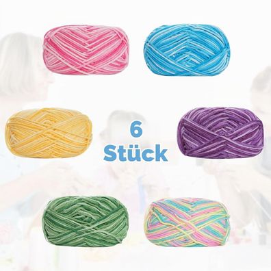 Lunyloer Acryl Strickgarn 6x50g, Buntes Farbverlauf Garn Set für Handarbeiten