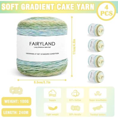 Buerpinking Farbverlauf Wolle 400g | Häkel- & Strickgarn | Blau Grün
