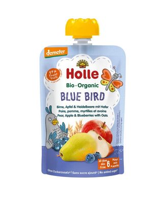 6x Holle Blue Bird - Birne, Apfel & Heidelbeere mit Hafer 100g