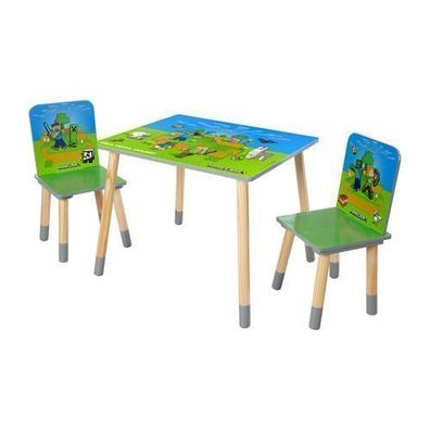 Minecraft - Sitzgruppen-Set, bestehend aus einem Tisch und zwei Stühlen, Kindermöbel