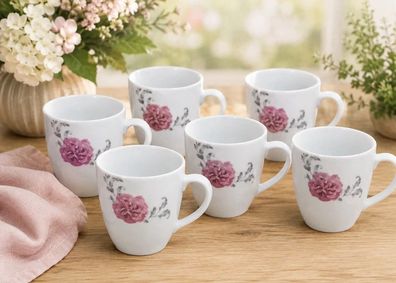 Arte VIVA Como Kaffeebecher Kaffeetassen 6er Set Tassen Kaffee Porzellan