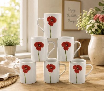 Kaffeetassen Set 6x Arte VIVA San Remo - Weiß - Porzellan Becher