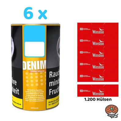 Denim Volumentabak/Stopftabak Dose 6x 85g + 1200 Winston Hülsen