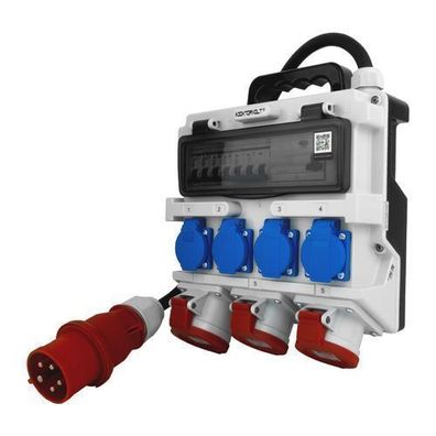 Baustromverteiler 2x16A 32A CEE 4x230V Mobilverteiler Griff und Kabel 32A CEE-Stecker