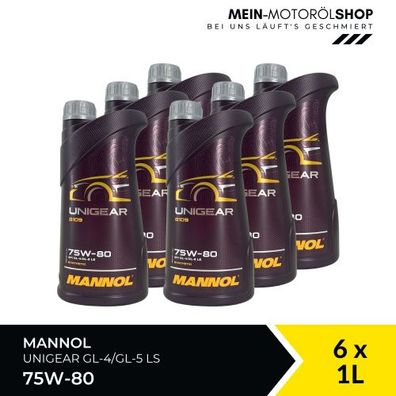 Mannol Unigear 75W-80 GL-4/GL-5 LS 6x1 Liter
