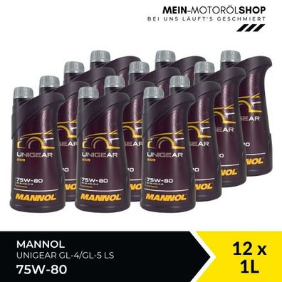 Mannol Unigear 75W-80 GL-4/GL-5 LS 12x1 Liter