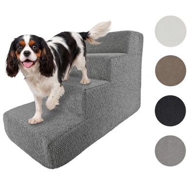 Muralo Hundetreppe Katzentreppe Rampe Haustiertreppe 4 Stufen 31x40x60cm Bouclé Stoff