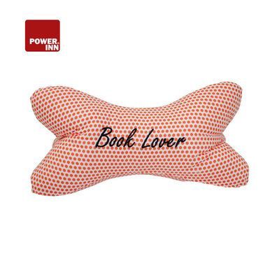 POWER INN® Leseknochen | Bestickt | Orange "Book Lover" | Nackenkissen | Reisekissen