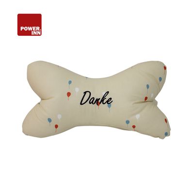POWER INN® Leseknochen | Bestickt | Beige "Danke" | Nackenkissen | Reisekissen