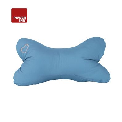 POWER INN® Leseknochen | Bestickt | Blau Symbol "Herz" | Nackenkissen | Reisekissen