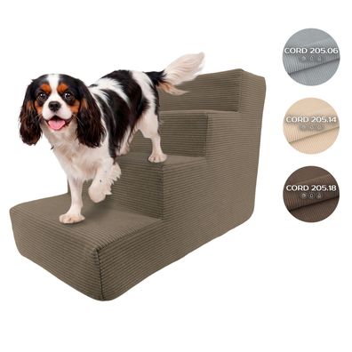 Muralo Hundetreppe Katzentreppe Rampe Haustiertreppe 4 Stufen Cord Stoff 31x40x60cm