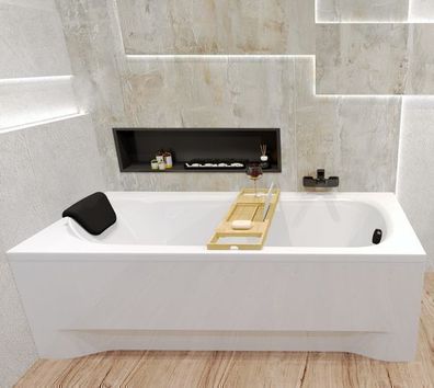 Badewanne Rechteck BONA 180x80 + Bambus Badewannenablage | Ablauf & Füße GRATIS !