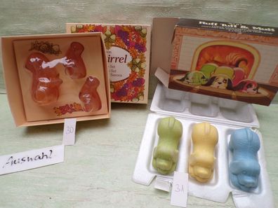 ALT Vintage Avon Squirell Eichhörnchen Tiere Hunde Tuff & Ruff & Muff Seifen